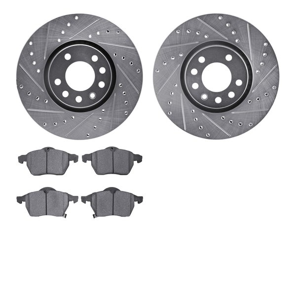 Dynamic Friction Co 7502-65070, Rotors-Drilled and Slotted-Silver with 5000 Advanced Brake Pads, Zinc Coated 7502-65070